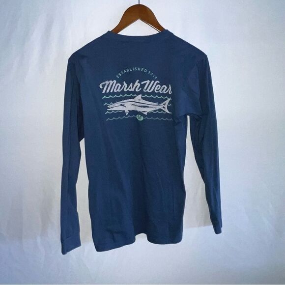Men's Marsh Wear Navy Blue Long Sleeve T-Shirt - Picture 5 of 6